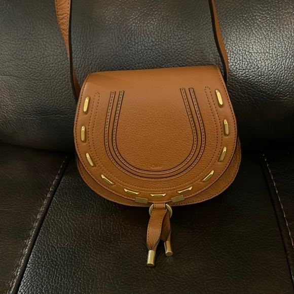Chloe tan studded leather Marcie saddle crossbody bag NWT - Picture 6 of 14